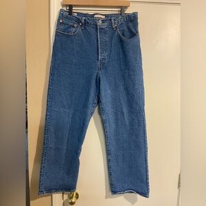 Levis Premium Jeans Ribcage Straight Ankle High Rise Button Fly Size 33